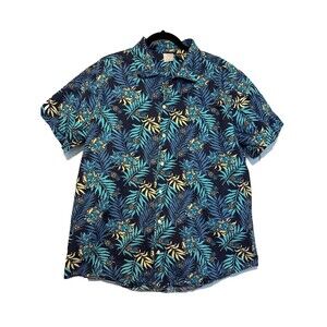DISNEY HAWAIIAN LILO & STITCH UKELELE, BLUE BUTTON UP SHIRT XL CAMP LUAU FERN